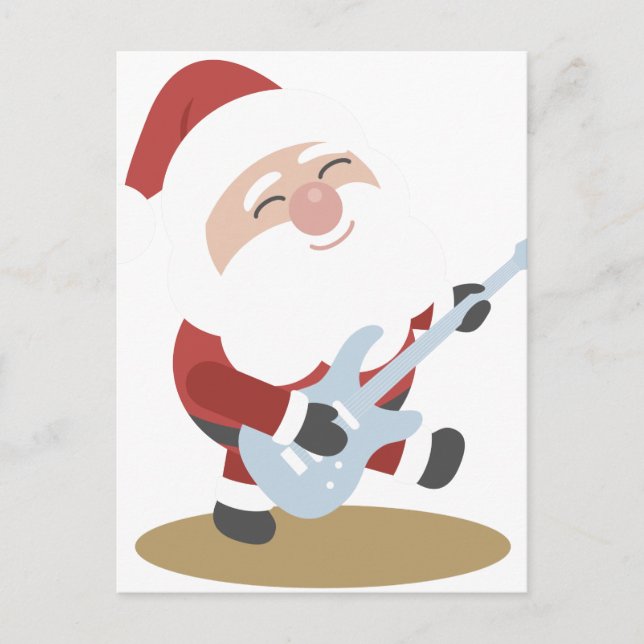 Postal Festiva Gracioso regalo de Navidades de guitarra de músico (Anverso)