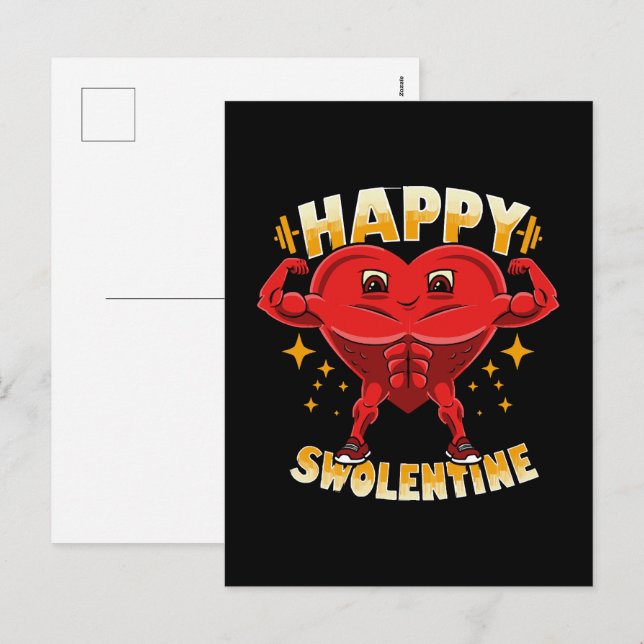 Postal Festiva Gracioso regalo de San Valentín para gimnasia de c (Anverso / Reverso)