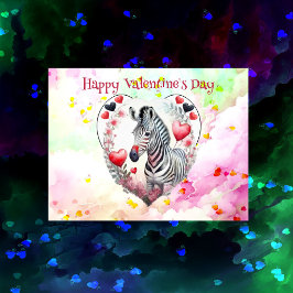 Postal Festiva Gracioso Romántico Black White Stripes Zebra Valen