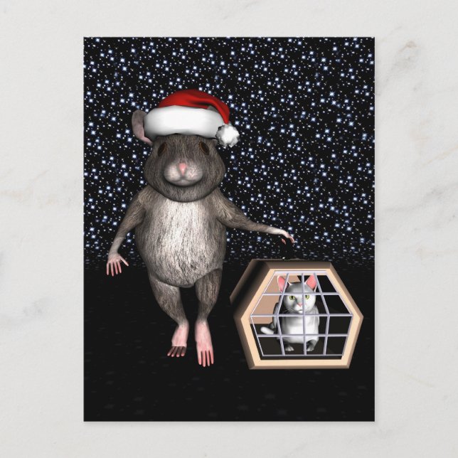 Postal Festiva Gracioso Santa Claus Mouse (Anverso)