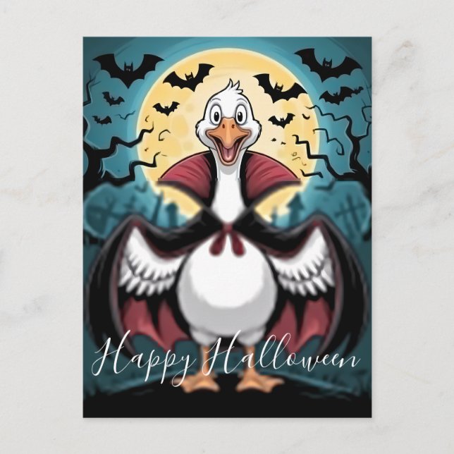Postal Festiva Gracioso Vampire Goose Halloween (Anverso)