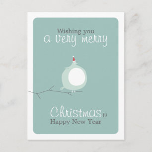 Postal Festiva Graciosos Navidades De Aves Grasas Cutas Desean Po