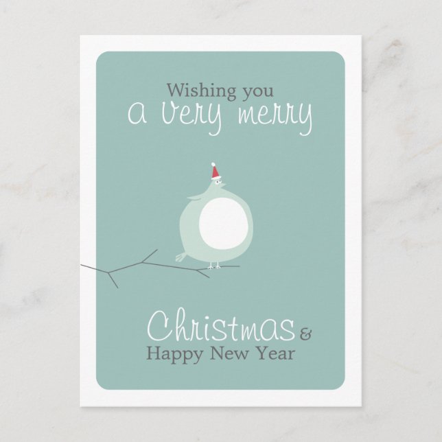 Postal Festiva Graciosos Navidades De Aves Grasas Cutas Desean Po (Anverso)