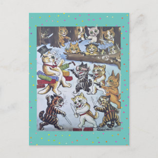 Postal Festiva Graciosos Navidades Personalizados Louis Wain