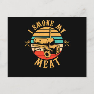 Postal Festiva Graciosos regalos de BBQ Lover   Fumo mi humeante 