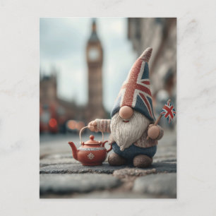 Postal Festiva Gran Bretaña con Union Jack Gorra y Teapot