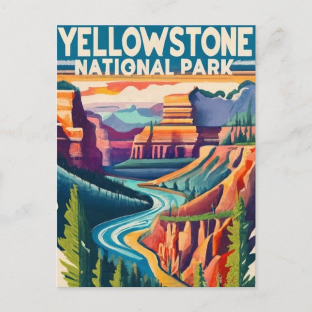 Postal Festiva Gran Cañón del Parque Nacional Yellowstone (Anverso)