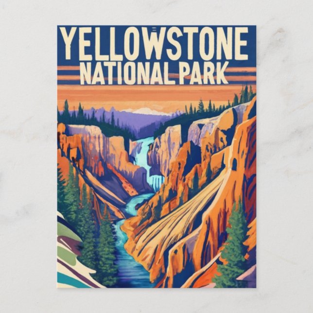 Postal Festiva Gran Cañón del Parque Nacional Yellowstone (Anverso)