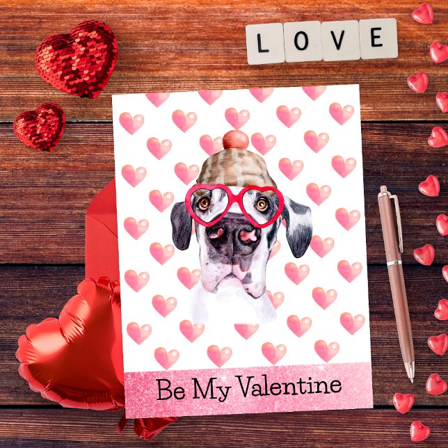 Postal Festiva Gran danés gracioso es mi perro de San Valentín (Subido por el creador)