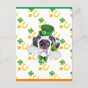 Postal Festiva Gran Danés Shamrock Día de San Patricio