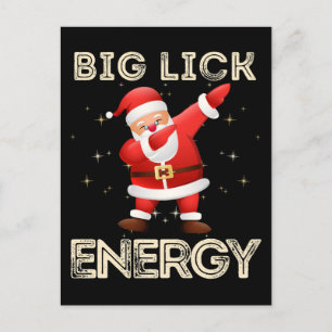 Postal Festiva Gran energía de lamer travieso Santa Claus