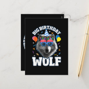Postal Festiva Gran Lobo de Cumpleaños para Lobos