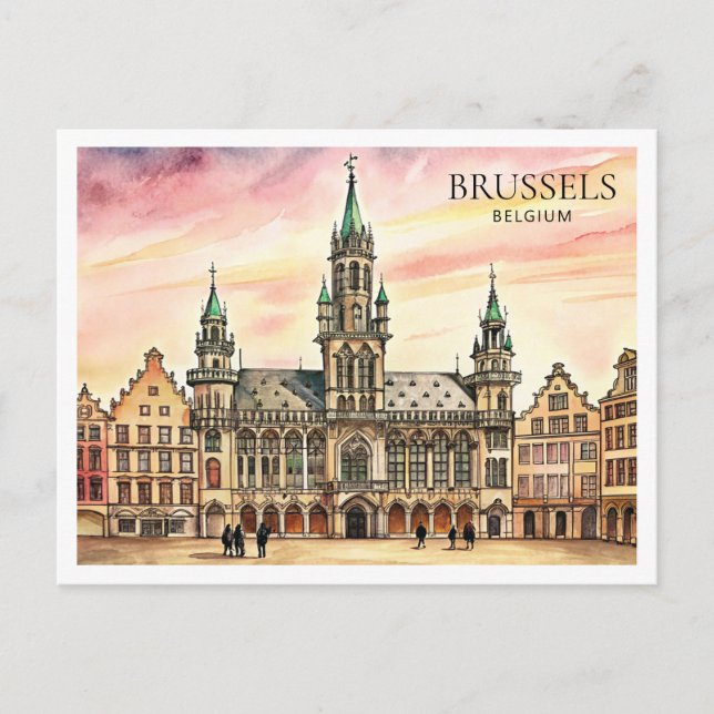 Postal Festiva Gran Palacio de Agua de Bruselas Bélgica (Anverso)