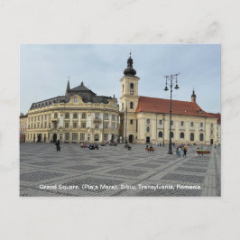 Postal Festiva Gran Plaza, (Piaţa Mare), Sibiu, Rumania en un