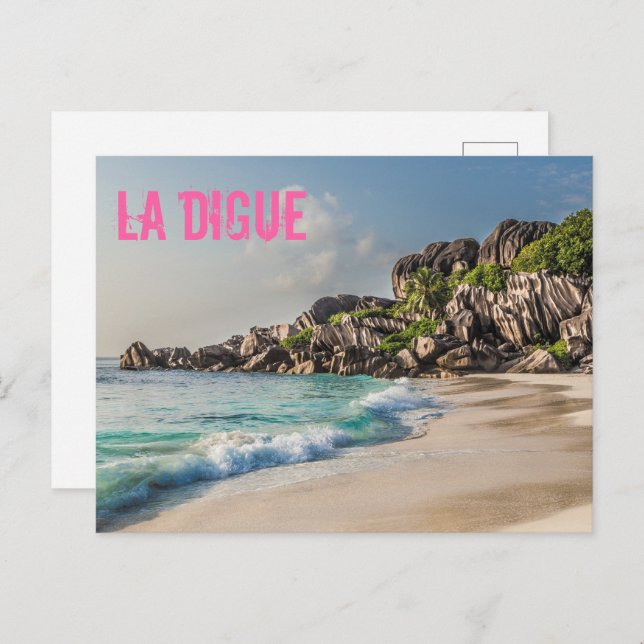 Postal Festiva Grand Anse Seychelles La Digue Beach (Anverso / Reverso)