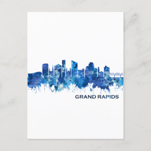 Postal Festiva Grand Rapids Michigan Skyline Blue