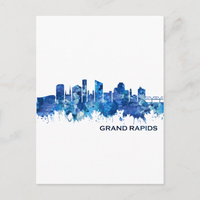 Postal Festiva Grand Rapids Michigan Skyline Blue (Anverso)