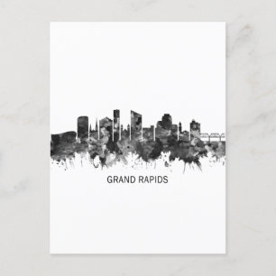 Postal Festiva Grand Rapids Michigan Skyline BW
