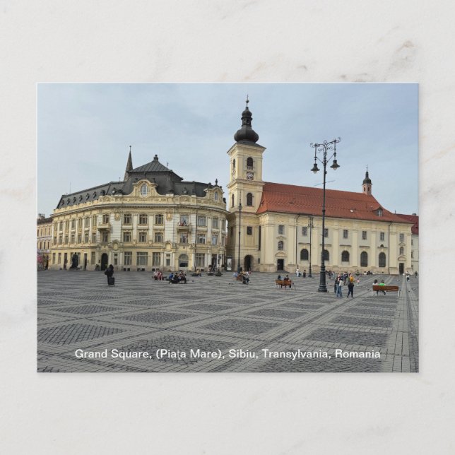 Postal Festiva Grand Square, (Piaţa Mare), Sibiu, Rumanía en (Anverso)
