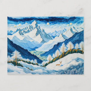 Postal Festiva Grandes cumbres montañosas con cumbres cubiertas d