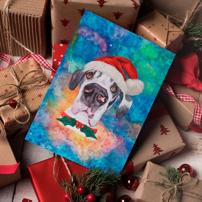 Postal Festiva Grandes Navidades de perros de la raza Dane (Subido por el creador)