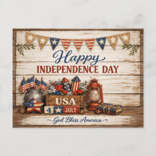 Postal Festiva Granja Americana Día de la Independencia