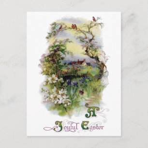Postal Festiva Granja bucólica en el vintage Pascua de la