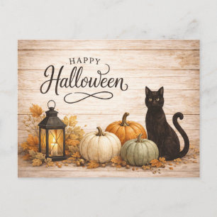 Postal Festiva Granja Calabazas Coloridas Halloween