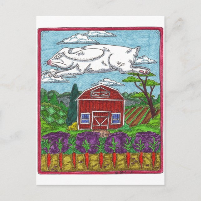 Postal Festiva Granja de conejo de Pascua (Anverso)