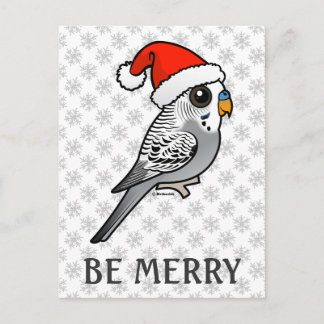 Postal Festiva Gray Budgie Santa Claus