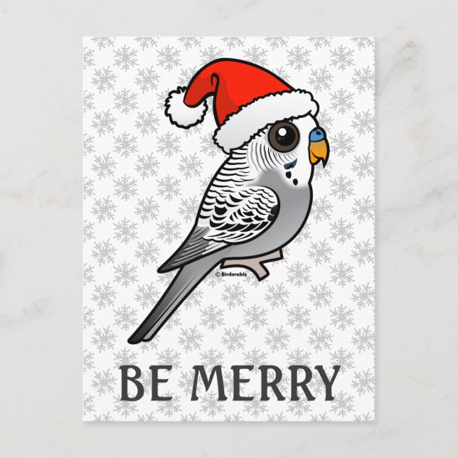 Postal Festiva Gray Budgie Santa Claus (Anverso)