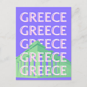 Postal Festiva Grecia, arte de viajes en Atenas
