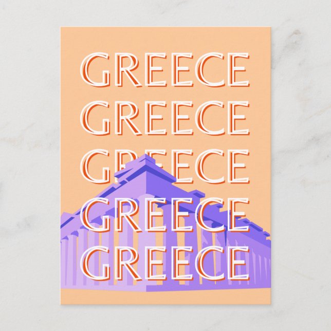 Postal Festiva Grecia, Atenas Viajes Arte, Naranja (Anverso)