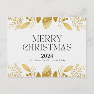 Postal Festiva Green and golden Festive Christmas Thank You Card 