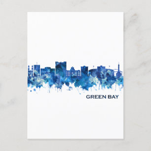 Postal Festiva Green Bay Wisconsin Skyline Blue