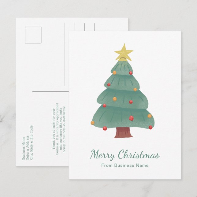 Postal Festiva Green Christmas Tree Business (Anverso / Reverso)