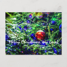 Postal Festiva Green Christmas Tree Red Ball