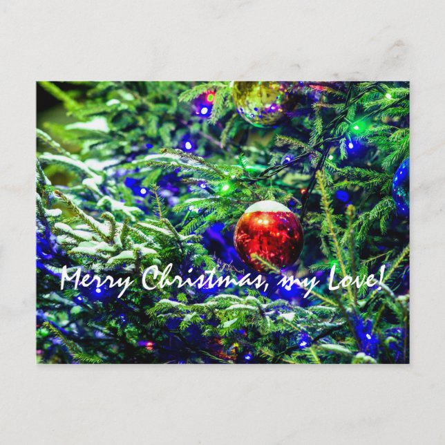 Postal Festiva Green Christmas Tree Red Ball (Anverso)