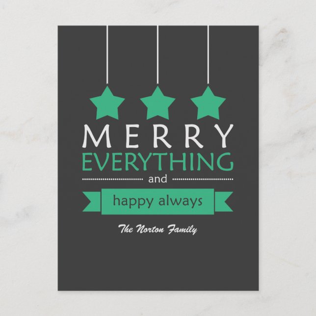 Postal Festiva Green Merry Everything Holiday (Anverso)
