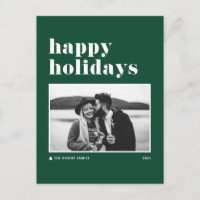 Green Retro Bold Typography Photo Happy Holidays