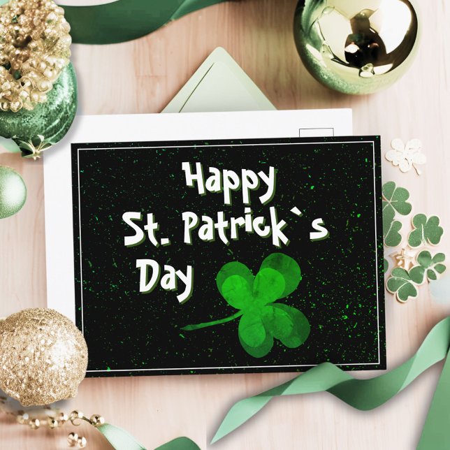 Postal Festiva Green Shamrock Irish Happy St. Patrick's Day (Subido por el creador)