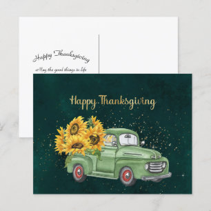 Postal Festiva Green Truck Sunflowers Business