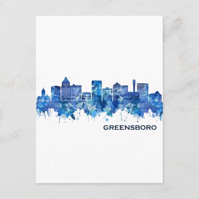 Postal Festiva Greensboro North Carolina Skyline Blue (Anverso)