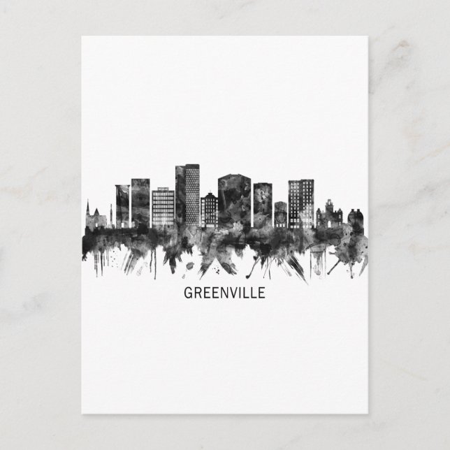Postal Festiva Greenville South Carolina Skyline BW (Anverso)