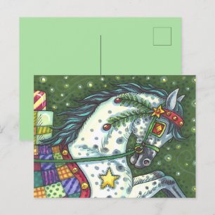 POSTAL FESTIVA GRIEGO EN UN CABALLO ABIERTO, COLORIDO