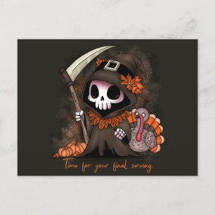 Postal Festiva Grim Reaper de Acción de Gracias