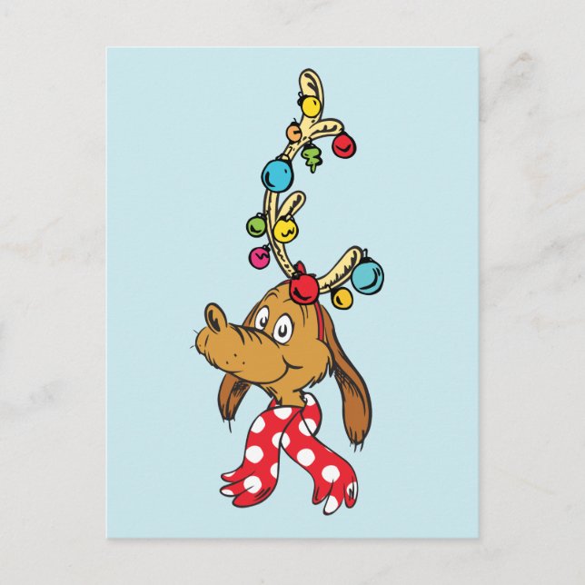 Postal Festiva Grinch Clásico | Max - Felices Fiestas (Anverso)