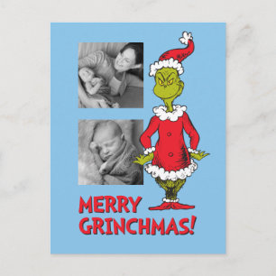 Postal Festiva Grinch clásico   Santa Claus