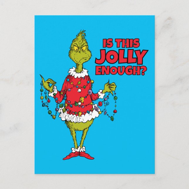 Postal Festiva Grinch | "Is This Jolly Enough?" (Anverso)