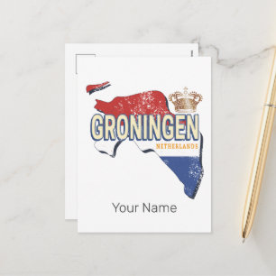 Postal Festiva Groningen Países Bajos Mapa Retro Vintage Holandés